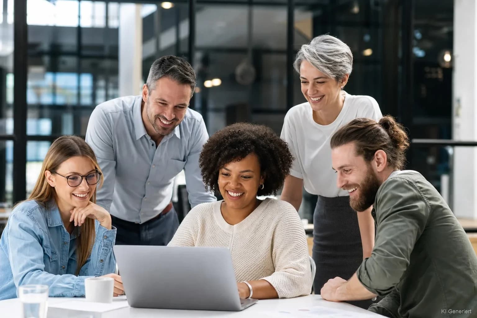 Team im modernen Büro — betriebliche Benefits